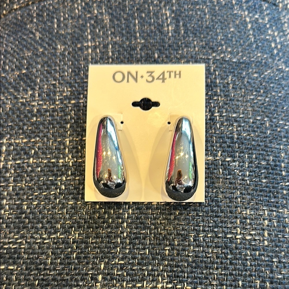 ON 34TH Silver Teardrop Earrings